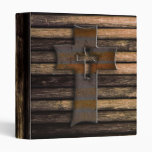 Natural Brown Wooden Cross 3 Ring Binder
