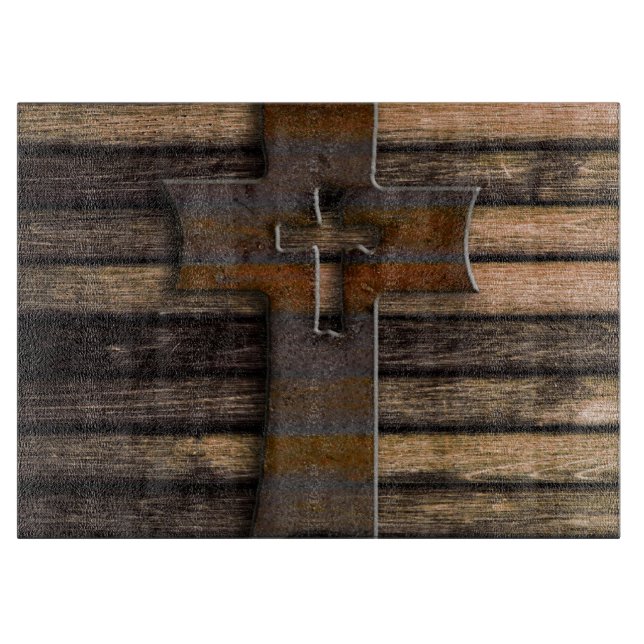 Natural Brown Wooden Cross Cutting Board (Front)