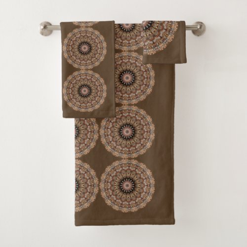 Natural Browns Mandala Pattern Bath Towel Set