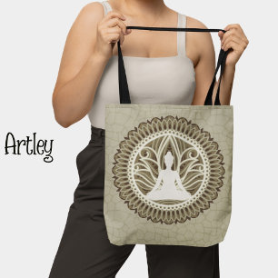 Natural Buddha Mandala Meditation Lotus Flower Tote Bag