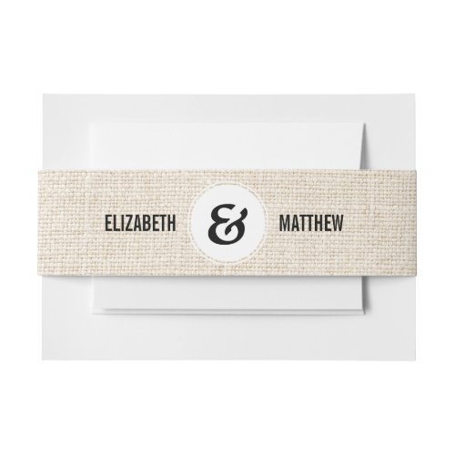 Natural Burlap Texture Rustic Wedding Invitation Belly Band