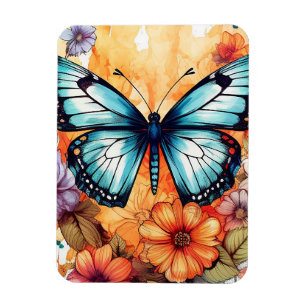 Natural Butterfly Floral Blossom Haven Watercolor Magnet