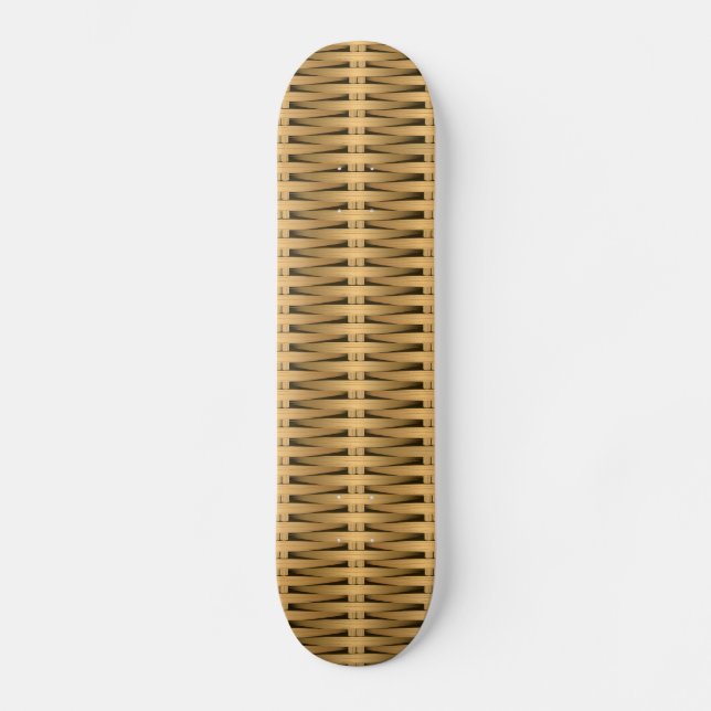 Natural cane wicker skateboard deck (Front)