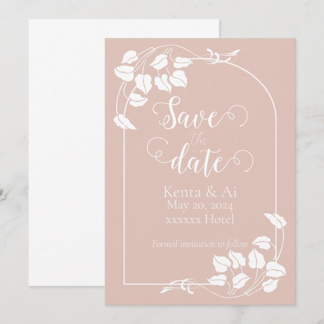 Natural Chic Wedding Save the Date Announcement (Front/Back)