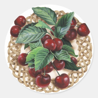 Natural Circle Celtic Knot with Cherries Artwork. Classic Round Sticker
