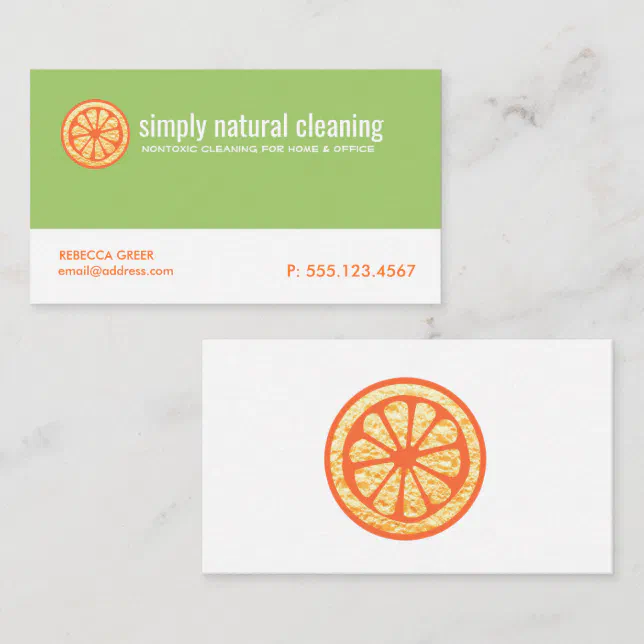 Natural Cleaning Service Orange Sponge Business Card | Zazzle