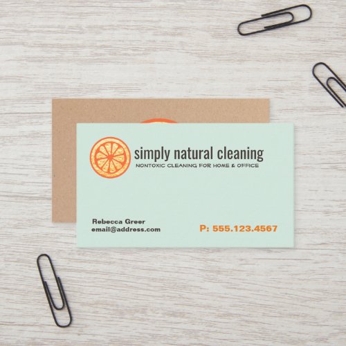 Natural Cleaning Service Orange Sponge Business Card