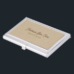 Natural Color Classic Line Texture Business Card Case<br><div class="desc">Simple,  natural color linen texture paint background with custom brown and olive green customizable typography. This template is designed for a skincare professional but can be customized for any profession by changing the font type and color.</div>