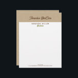 Natural Color Classic Line Texture Letterhead<br><div class="desc">Simple, natural color linen texture paint background with custom brown and olive green customizable typography. This template is designed for a skincare professional but can be customized for any profession by changing the font type and color. It includes a brown dotted lines border as a separate layer, which is optional....</div>
