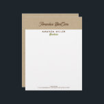 Natural Color Classic Line Texture Letterhead<br><div class="desc">Simple, natural color linen texture paint background with custom brown and olive green customizable typography. This template is designed for a skincare professional but can be customized for any profession by changing the font type and color. It includes a brown dotted lines border as a separate layer, which is optional....</div>