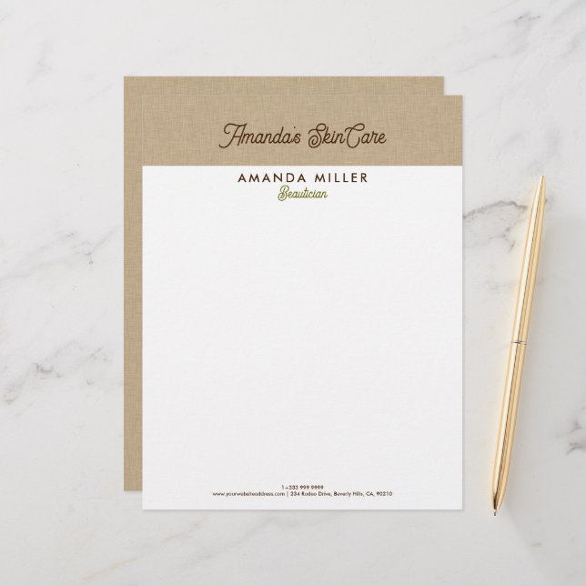 Natural Color Classic Line Texture Letterhead (Front/Back In Situ)