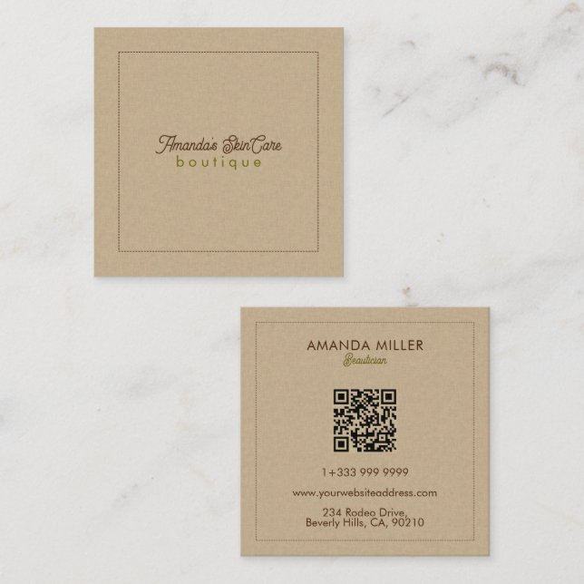 Natural Color Classic Line Texture Square Business Card (Front/Back)