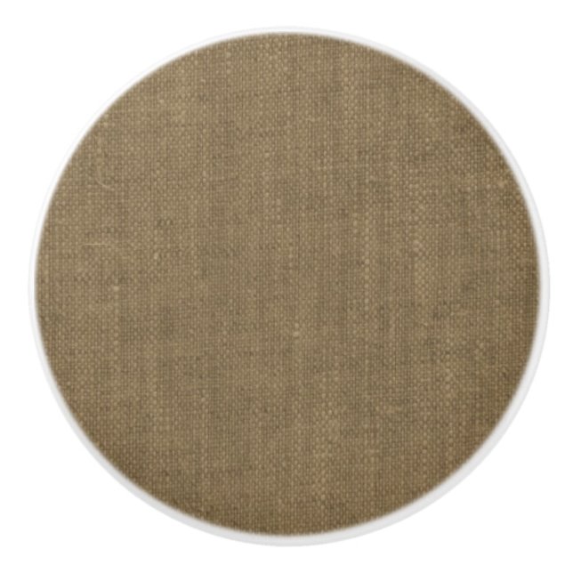 Natural color linen brown texture modern rustic ceramic knob (Front)
