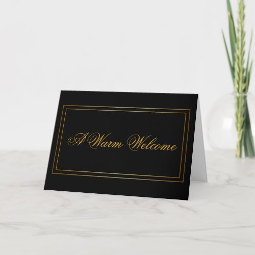 Natural Color with Gold Rectangle Box Welcome Card