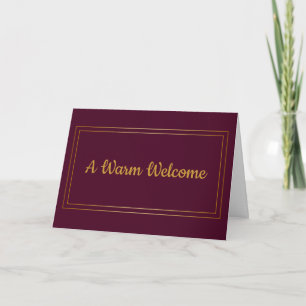 Natural Color with Gold Rectangle Box Welcome Card