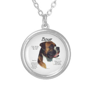 Natural Colored Boxer Meet the Breed Silver Plated Necklace