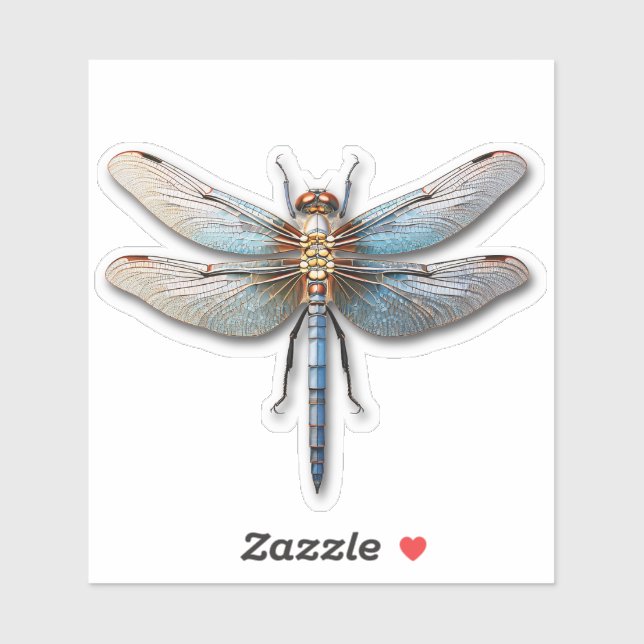 Natural Colored Dragonfly With Shadow Sticker (Sheet)