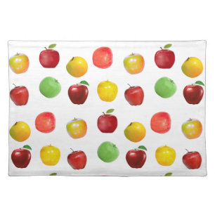 Natural Colorful Apples on White Cloth Placemat