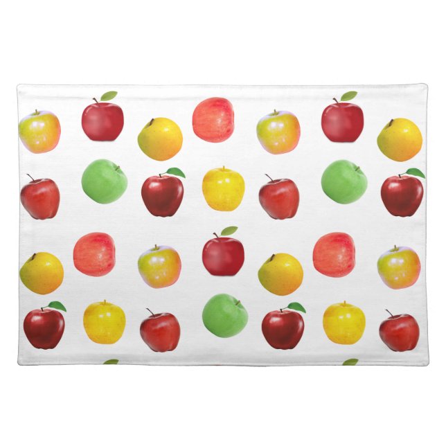 Natural Colorful Apples on White Cloth Placemat (Front)