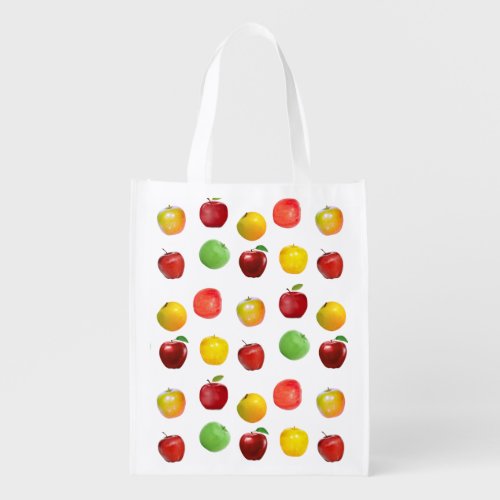 Natural Colorful Apples on White Grocery Bag