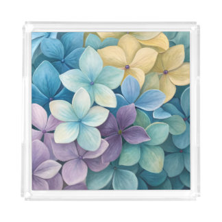 Natural colorful flowers acrylic tray