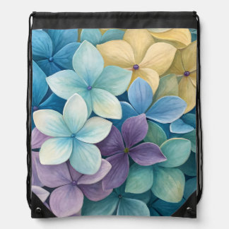 Natural colorful flowers drawstring bag