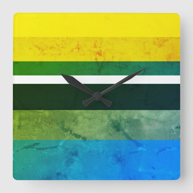 Natural Colors Familiar Horizontal Rectangles Square Wall Clock (Front)