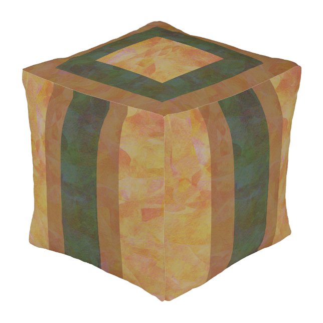 Natural Colors, Geometric Design Outdoor Pouf (Angled Front)