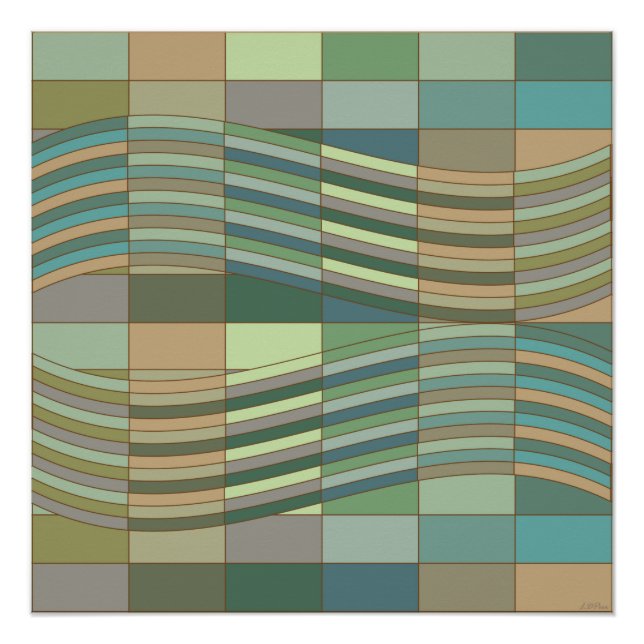 Natural Colors Wavy Rectangles Poster (Front)