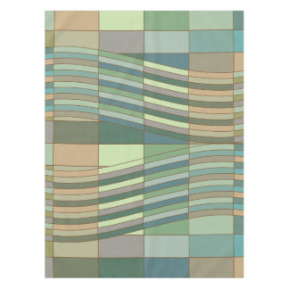 Natural Colors Wavy Rectangles Tablecloth
