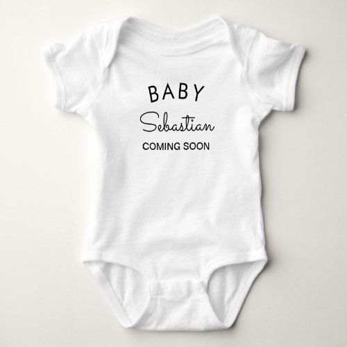 Natural Coming Soon Baby Name Modern Announcement Baby Bodysuit