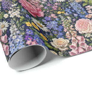Natural Cottage Garden Blooms Wrapping Paper
