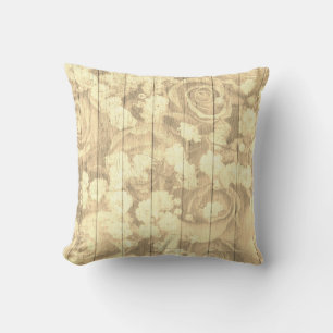 Natural Country Chic Roses Throw Pillow
