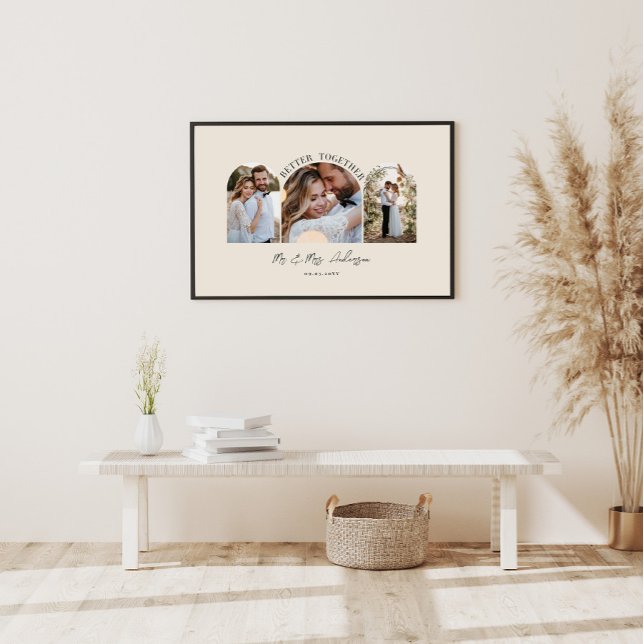 Natural cream arch multi photo wedding gift decor print (Creator Uploaded)