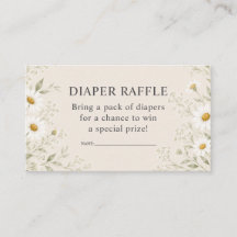 Natural Daisy Baby Shower Diaper Raffle Card