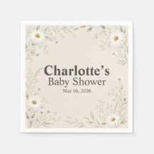 Natural Daisy Baby Shower Paper Napkins