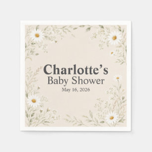 Natural Daisy Baby Shower Paper Napkins