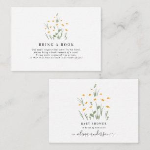 natural daisy floral baby shower bring a book note card