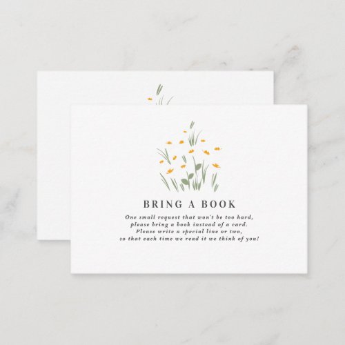 natural daisy floral baby shower bring a book note card