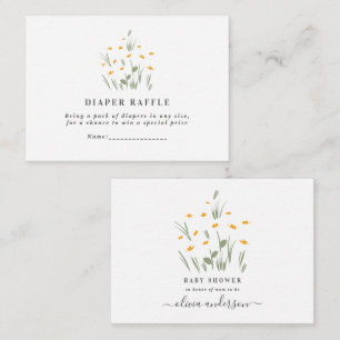 natural daisy floral baby shower diaper raffle note card