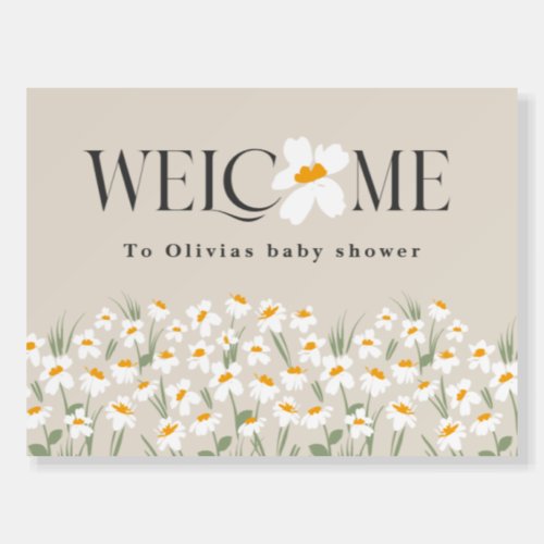 Natural daisy floral elegant baby shower welcome foam board