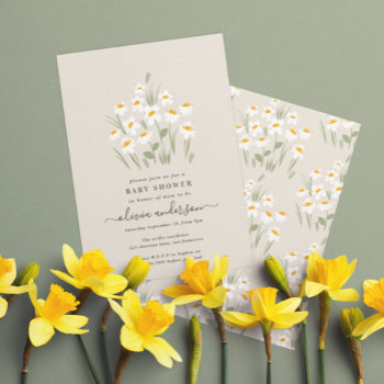 Natural Daisy Floral Elegant Beautiful Baby Shower Invitation by COFFEE_AND_PAPER_CO at Zazzle