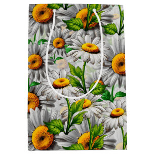 Natural Daisy Flower Floral Cottagecore Medium Gift Bag