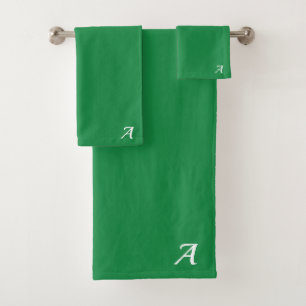 natural deep green emerald personalized custom bath towel set
