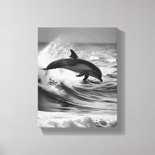 Natural Dolphine Playing in The Waves Canvas Print (Front)