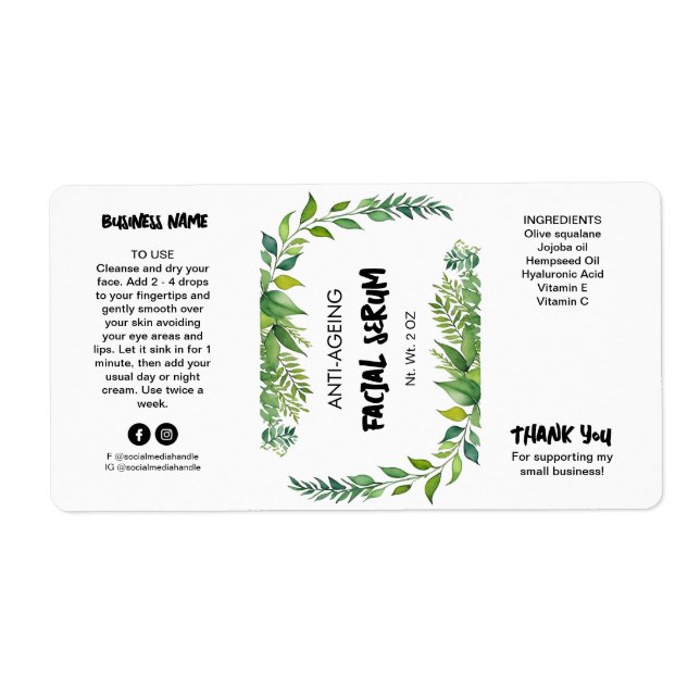 Natural Dropper Bottle Labels (Front)