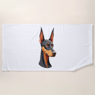 Natural Ear Doberman   Beach Towel