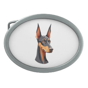 Natural Ear Doberman Belt Buckle
