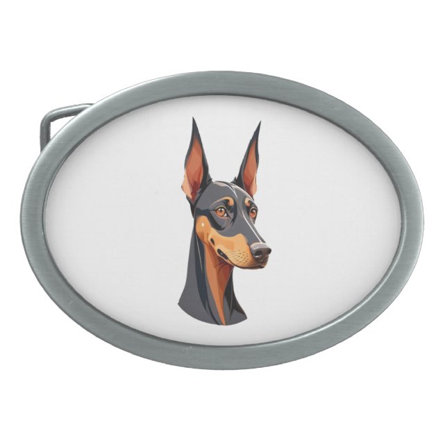Natural Ear Doberman   Belt Buckle (Front)