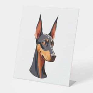 Natural Ear Doberman   Pedestal Sign
